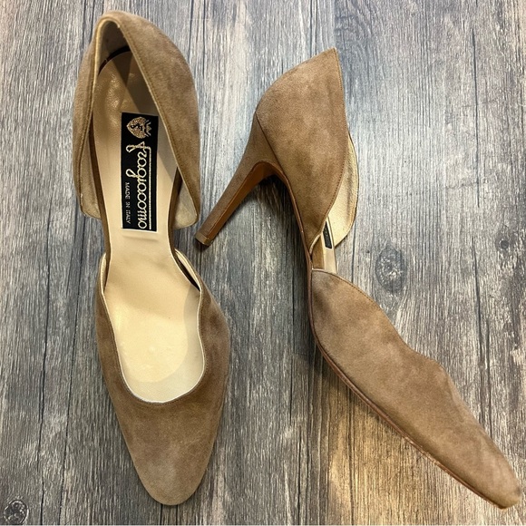 Fragiacomo Vintage High Heel Pumps Brown Suede Leather Slip On Round Toe Shoes 9 - Picture 14 of 15